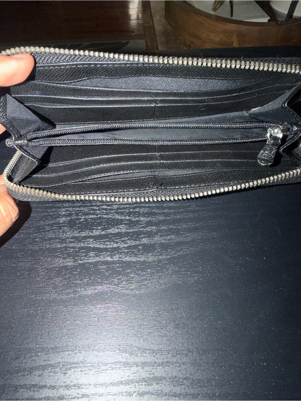 Coach Teal Zip-Around Wallet with Black Rose Print - Picture 4 of 4